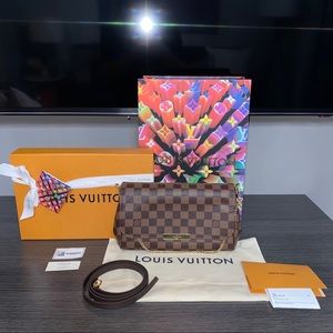 New Auth Louis Vuitton Favorite MM Damier Ebene